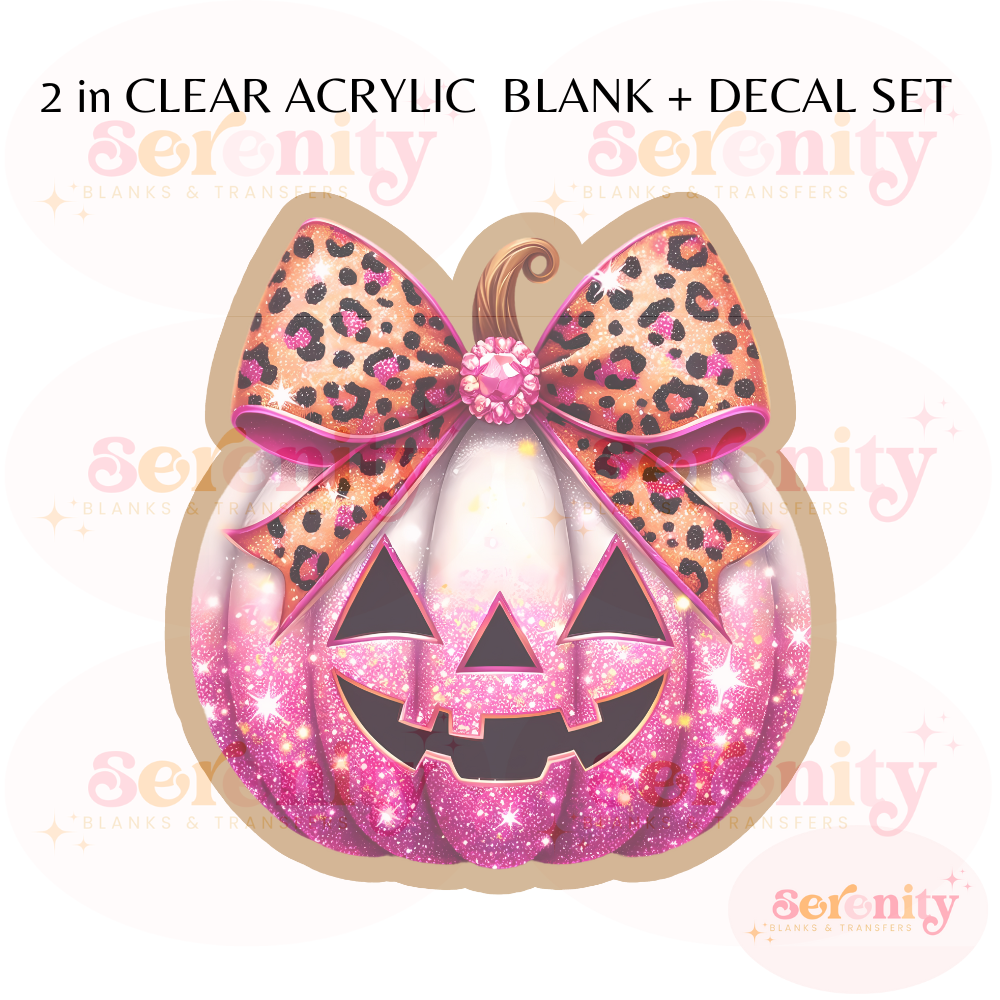 Pink Sparkly Jack O Lantern acrylic blanks & decal set