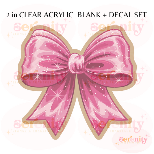 Pink Sparkly Coquette Bow acrylic blanks & decal set