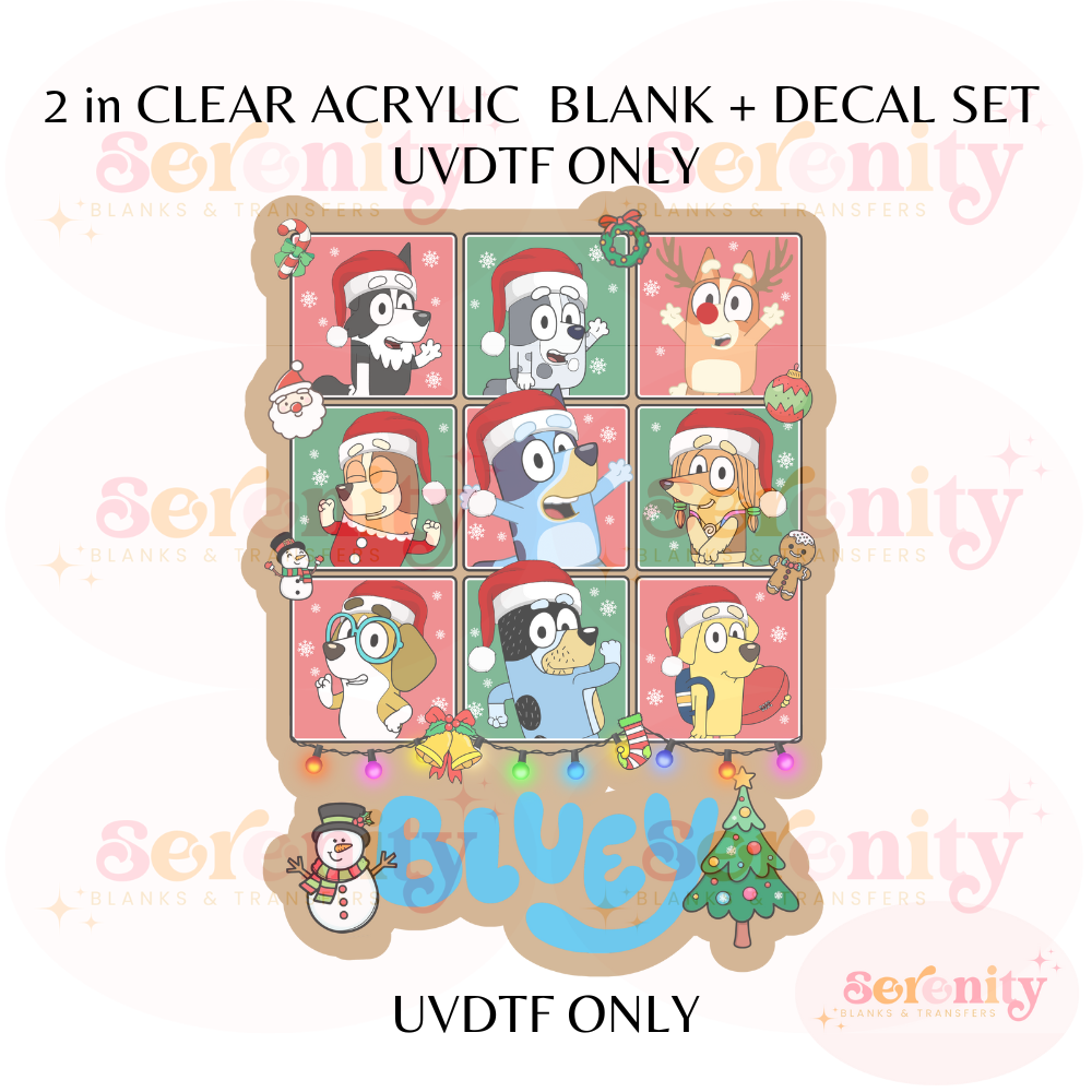 Blue Dog Christmas acrylic blanks & decal set UVDTF ONLY