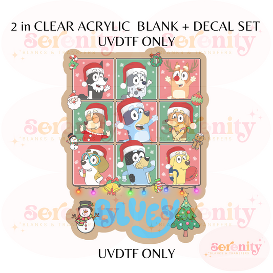 Blue Dog Christmas acrylic blanks & decal set UVDTF ONLY