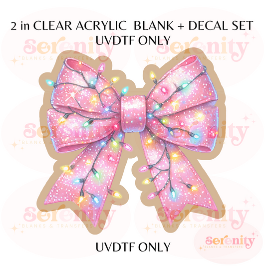 Christmas Light Coquette Bow acrylic blanks & decal set UVDTF ONLY