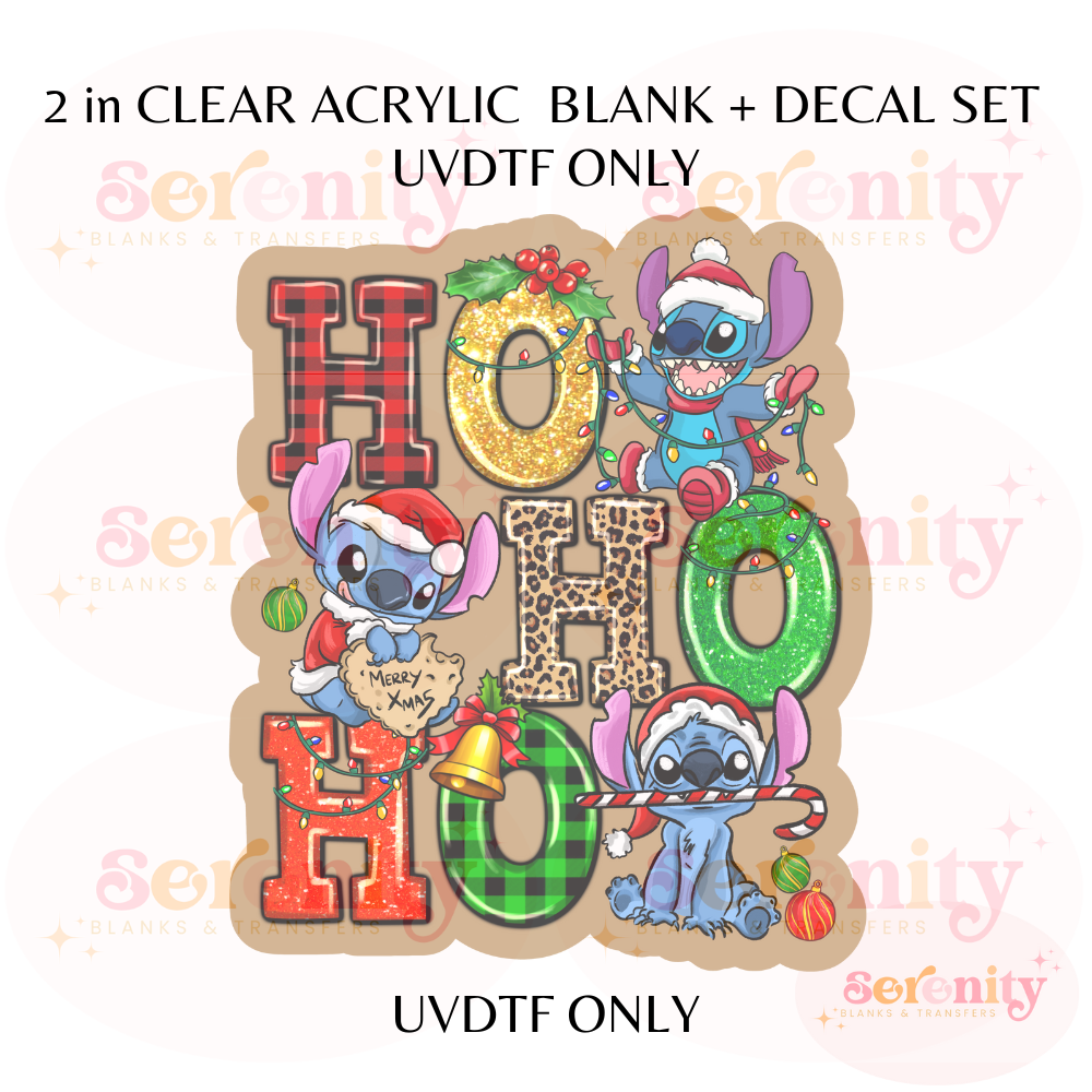 HOHOHO Stitch acrylic blanks & decal set UVDTF ONLY