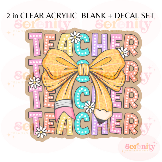 Teacher coquette acrylic blanks & decal set UVDTF ONLY