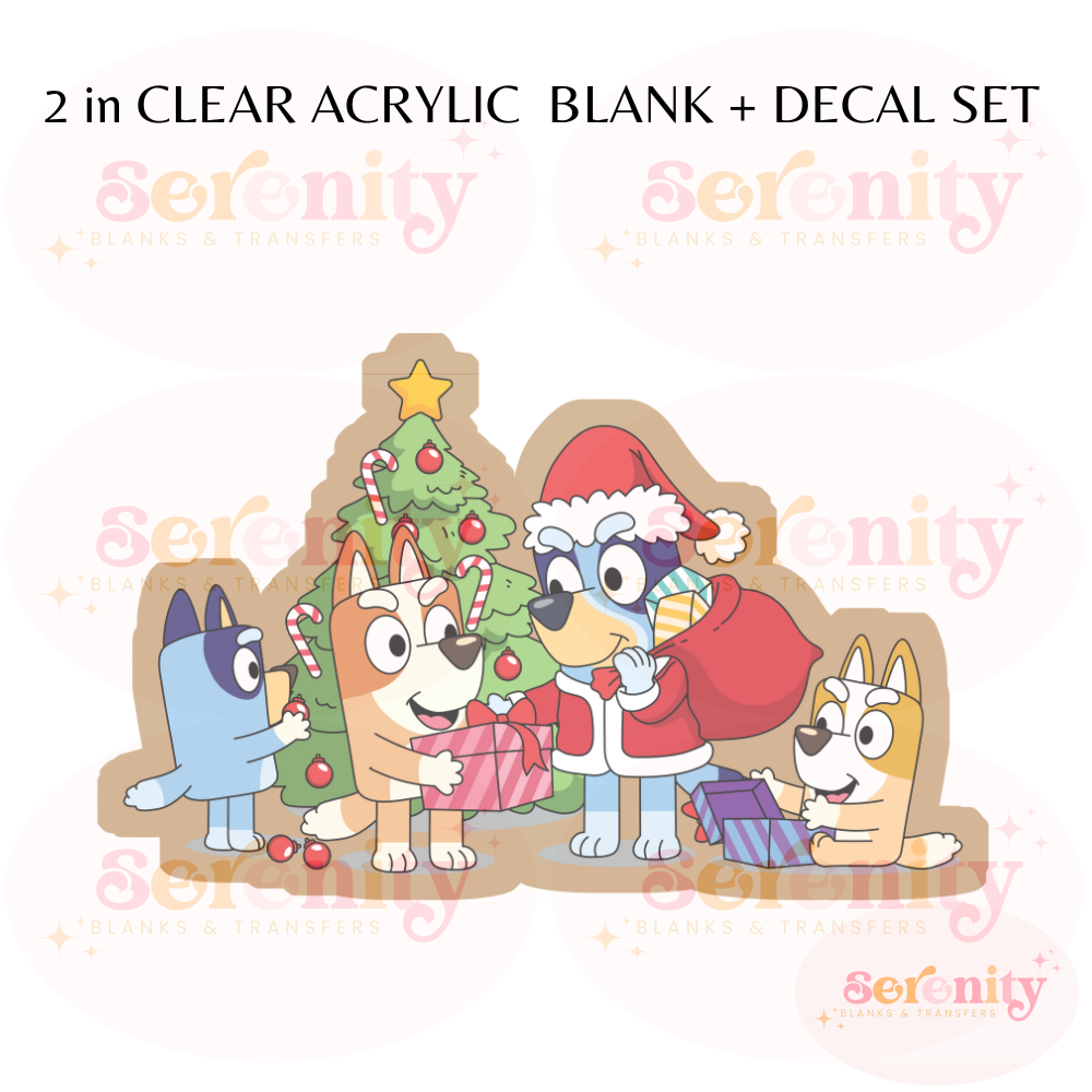 Blue Dog Christmas Family acrylic blanks & decal set