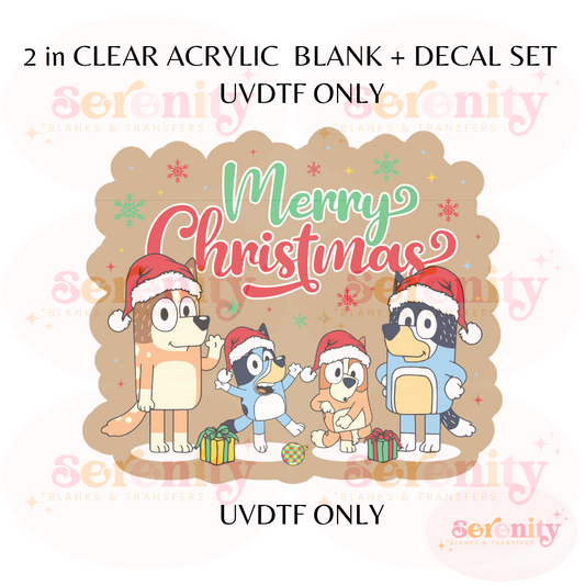 Merry Christmas Blue dog acrylic blanks & decal set UVDTF ONLY