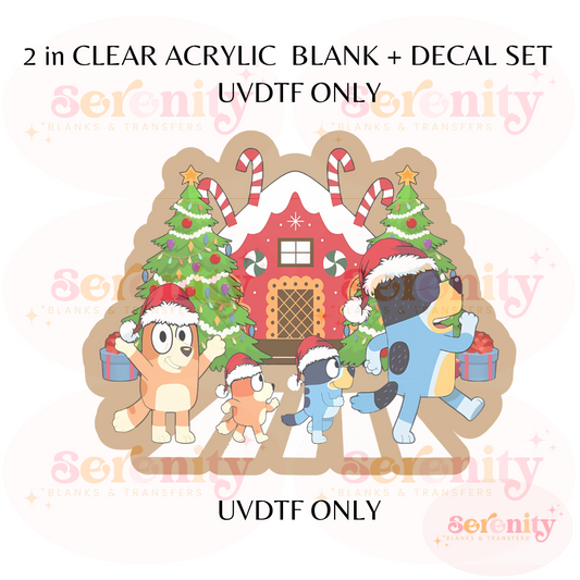 Christmas Blue Dog Family acrylic blanks & decal set UVDTF ONLY