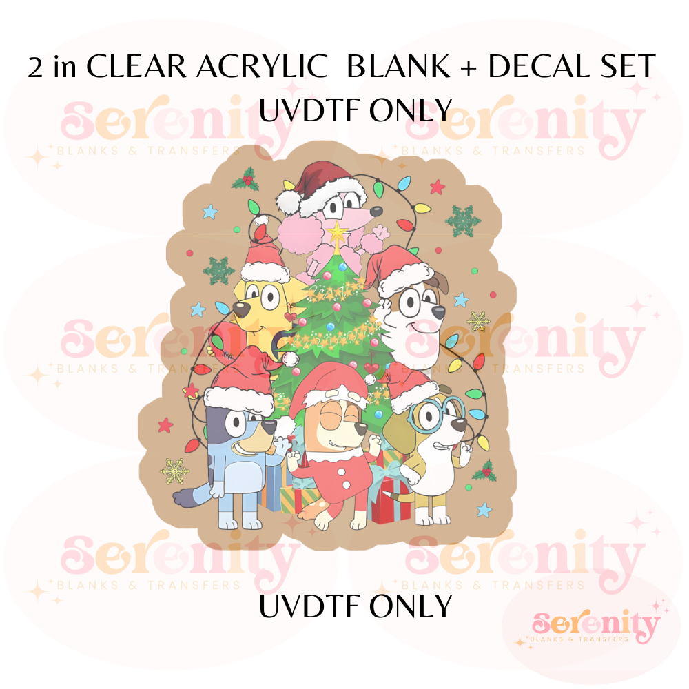 Blue Dog & Friends Christmas lights acrylic blanks & decal set UVDTF ONLY