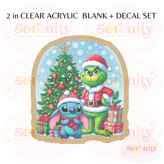 Christmas Grinch & Stitch acrylic blanks & decal set