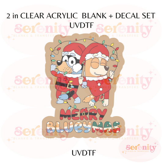 Merry Blueymas acrylic blanks & decal set UVDTF ONLY