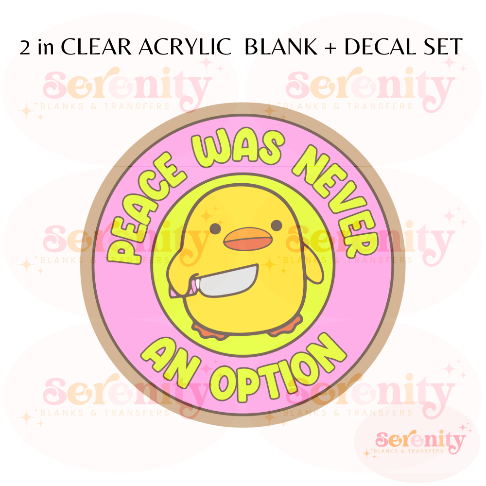 peace was never an option acrylic blanks & decal set