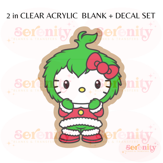 Grinch Hello Kitty ,lacrylic blanks & decal set