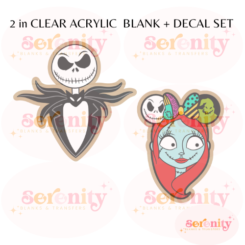 Jack and Sally Acrylic blanks & decal set