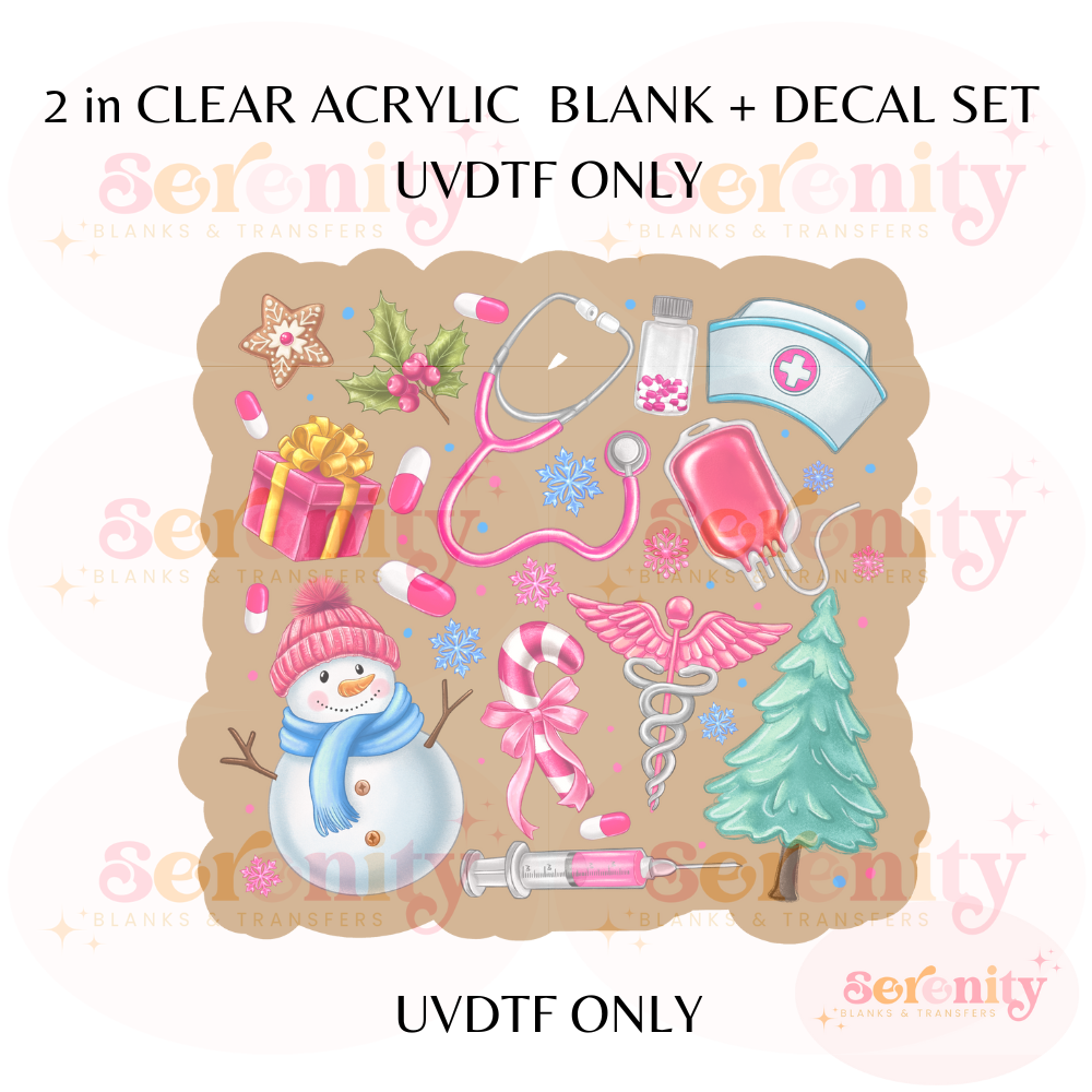 Christmas Nurse acrylic blanks & decal set UVDTF ONLY