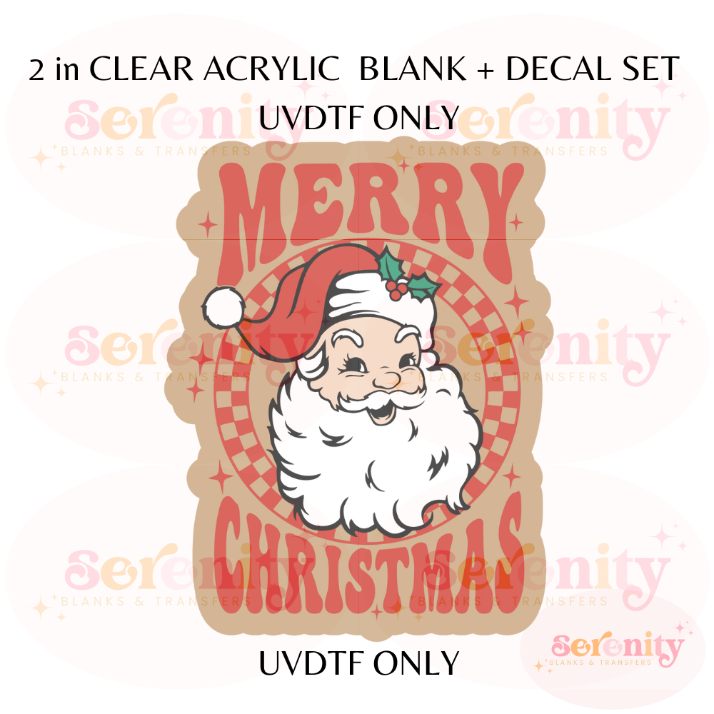 Red Merry Christmas Santa acrylic blanks & decal set UVDTF ONLY