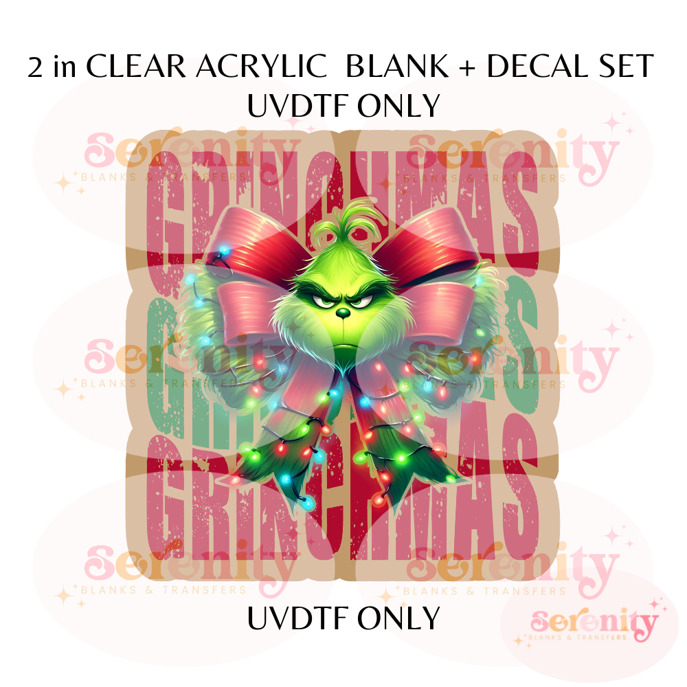 Grinchmas acrylic blanks & decal set UVDTF ONLY