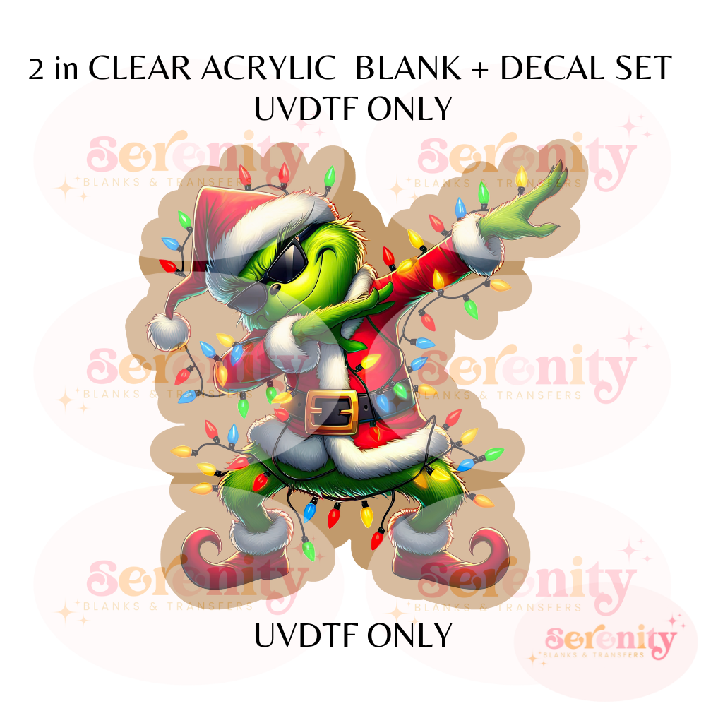 Christmas Lights Grinch acrylic blanks & decal set UVDTF ONLY