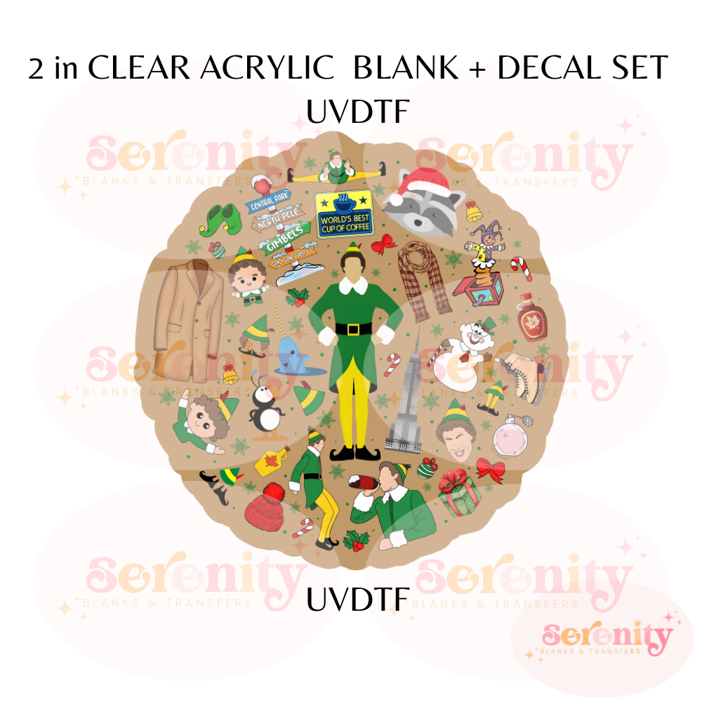 Buddy the Elf acrylic blanks & decal set UVDTF ONLY