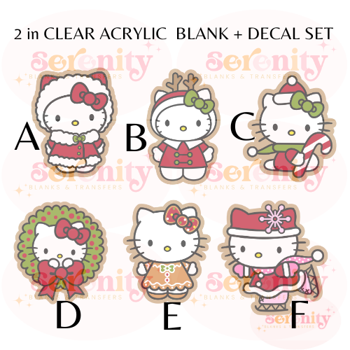 Christmas Kitty Acrylic blank & decal set