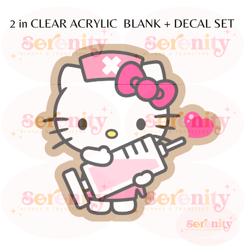 Kitty with Syringe acrylic blanks & decal set