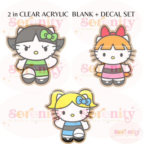 Power Puff Kitty Acrylic blank & decal set