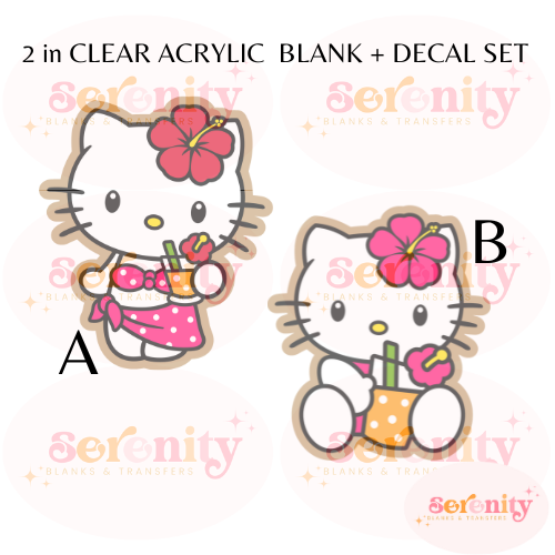 Hawaiian Kitty Acrylic blanks & decal set