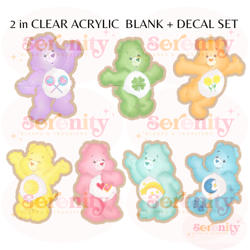 Care Bears Acrylic blanks & decal set