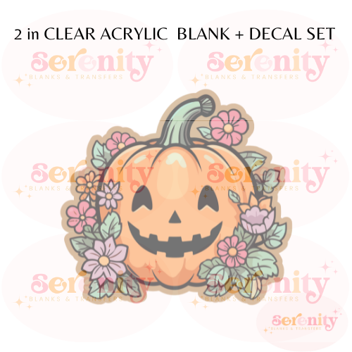 Cute Floral pumpkin acrylic blanks & decal set