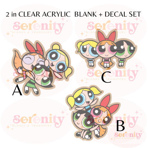 Power Puff Sisters acrylic blanks & decal set