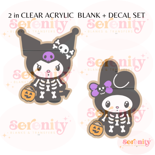 Halloween Kuromi and My Melody Acrylic blanks & decal set