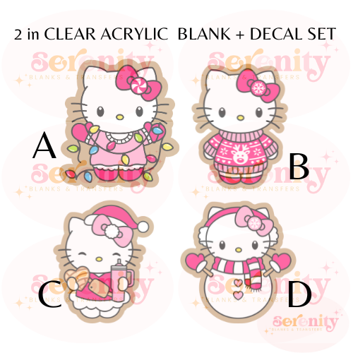 Pink Winter Kitty Acrylic blanks & decal set