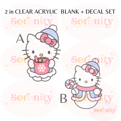 Blue Winter Kitty Acrylic blanks & decal set