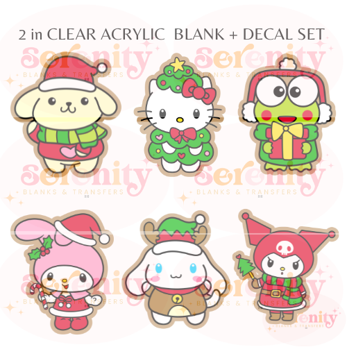 Christmas Kitty and Friends Acrylic blank & decal set