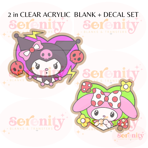 Kuromi and My Melody Acrylic blanks & decal set