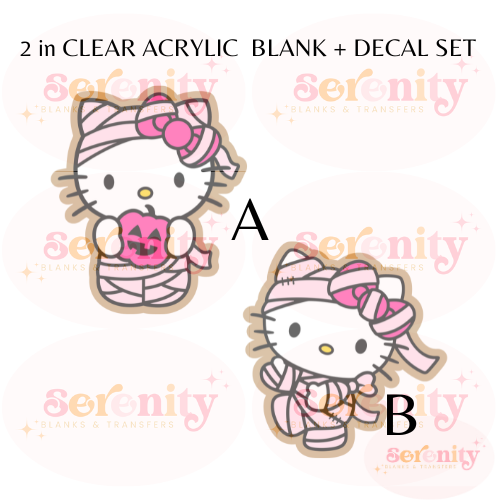 Pink Mummy Kitty Acrylic blanks & decal set