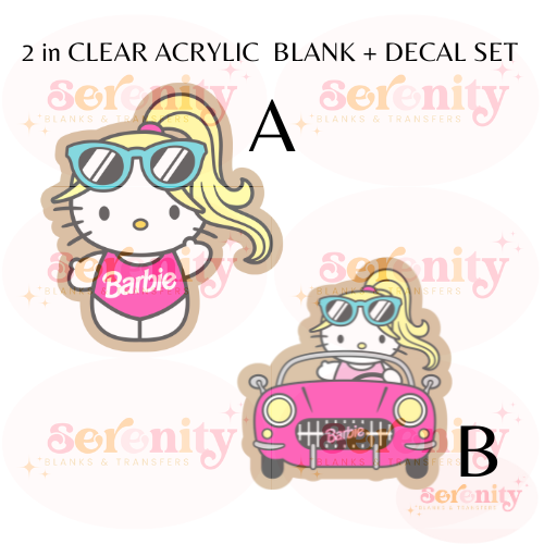 Pink Doll Kitty Acrylic blanks & decal set