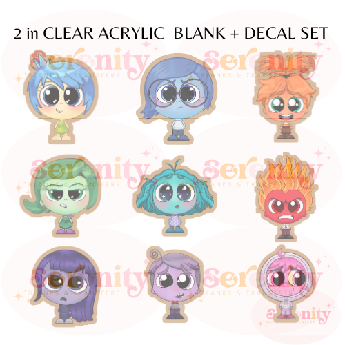 Inside out Characters  Acrylic blank & decal set