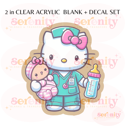 Pediatric Nurse Kitty with Baby Acrylic blanks & decal set