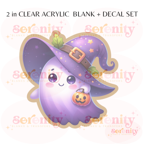 Purple Kawaii Ghost Acrylic blanks & decal set