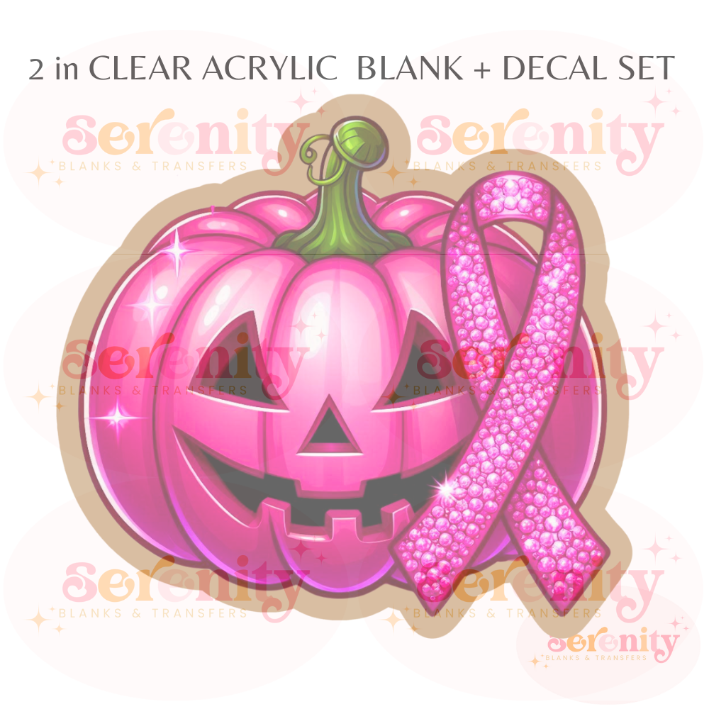 Breast Cancer Awareness Pink Jack O Lantern acrylic blanks & decal set