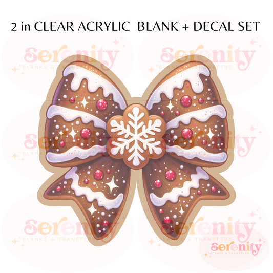 Christmas Gingerbread Cookie bow acrylic blanks & decal set