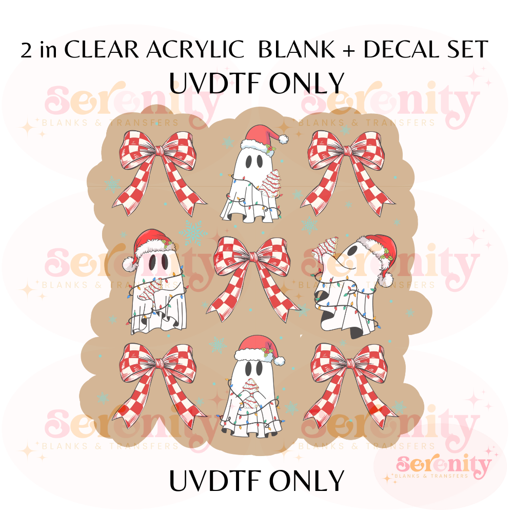 Christmas Bows & Ghost acrylic blanks & decal set UVDTF ONLY