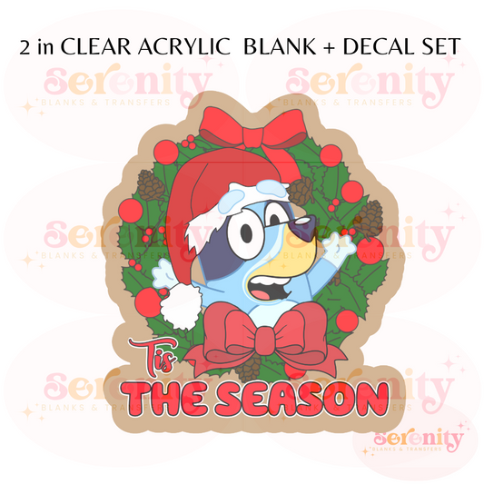 Tis the Season Blue Dog acrylic blanks & decal set UVDTF ONLY