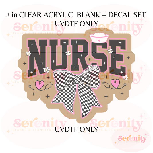 Nurse Checkered acrylic blanks & decal set UVDTF ONLY