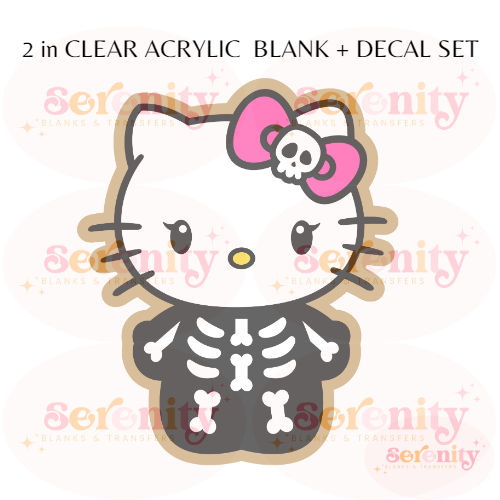 Skeleton Kitty Acrylic blanks & decal set