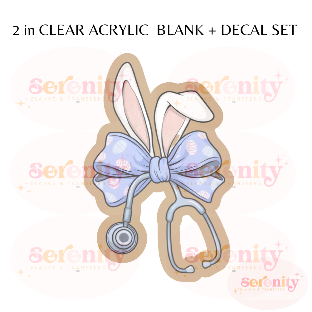 Bunny ears stethoscope coquette bow acrylic blanks & decal set