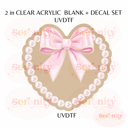 Coquette Bow & Pearls UVDTF acrylic blanks & decal set