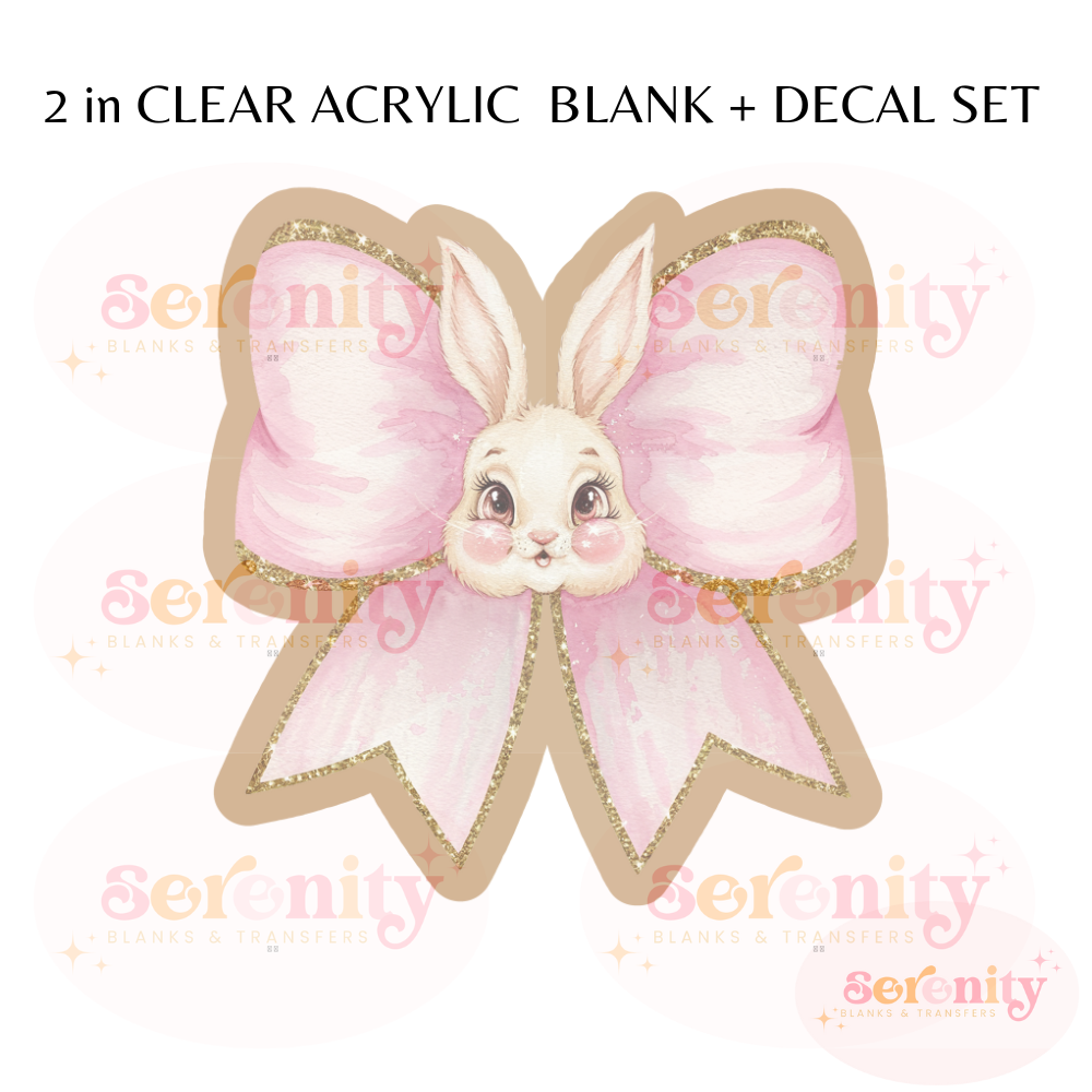 Bunny pink coquette bow acrylic blanks & decal set