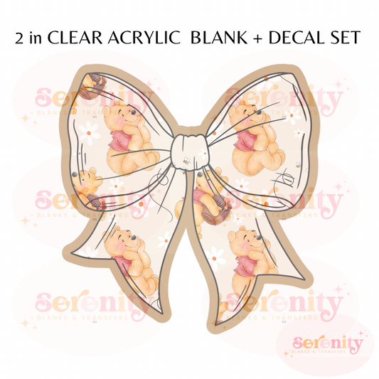 Pooh Bear Bow acrylic blanks & decal set