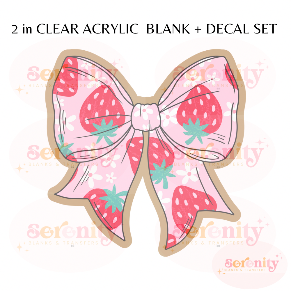 Strawberry Bow acrylic blanks & decal set