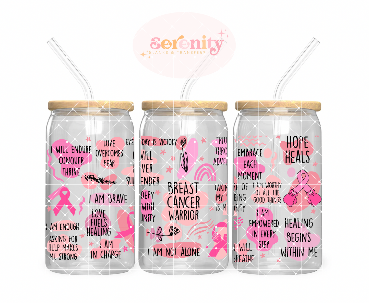 Affirmations Breast Cancer Awareness UVDTF Transfer